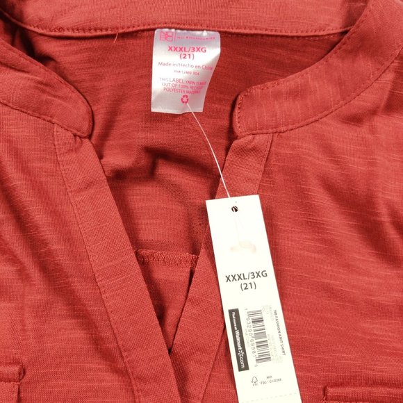 No Boundaries plus size utility shirt pocket rusty brick red knot button sz 3XL - Picture 3 of 5